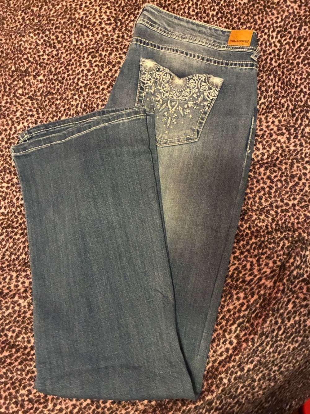 Wallflower Light Blue Boot Cut Jeans with Embroidered Back Pocket